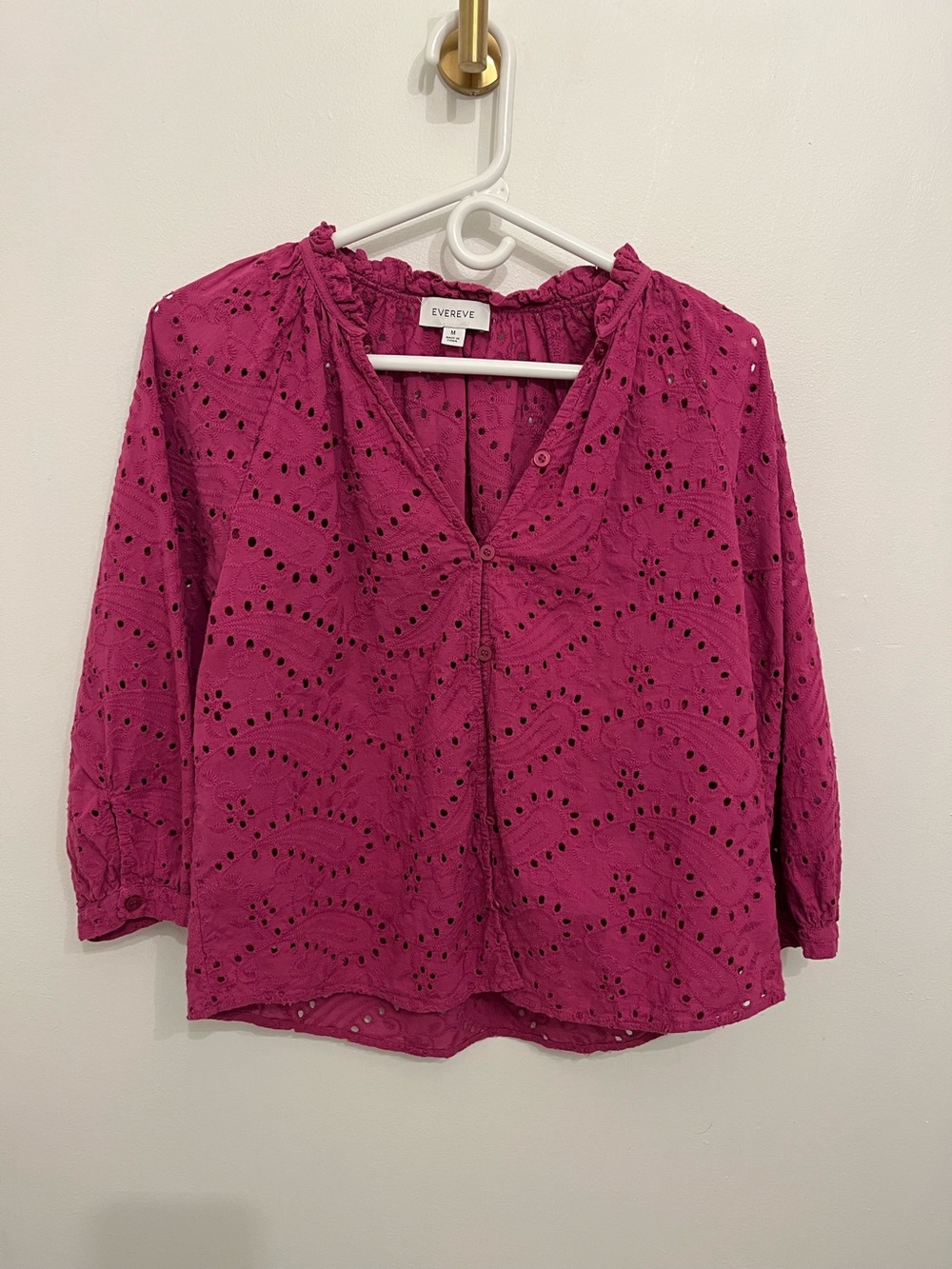 Evereve Fuchsia Eyelet Blouse